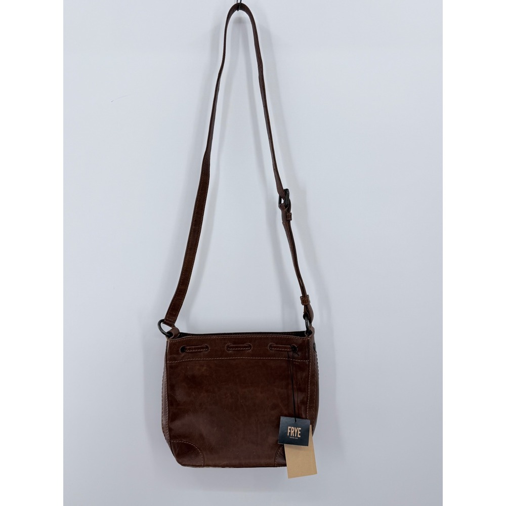 Frye Melissa Drawstring Bucket Bag Womens Cognac Brown Leather Crossbody NWT - Picture 2 of 11